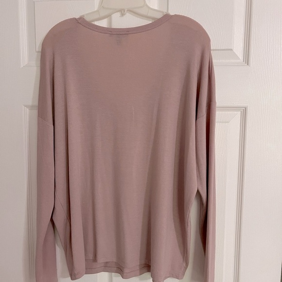Express Pink Long Sleeve V-Neck Lace Up Shoulder Top. Size M - Picture 7 of 12